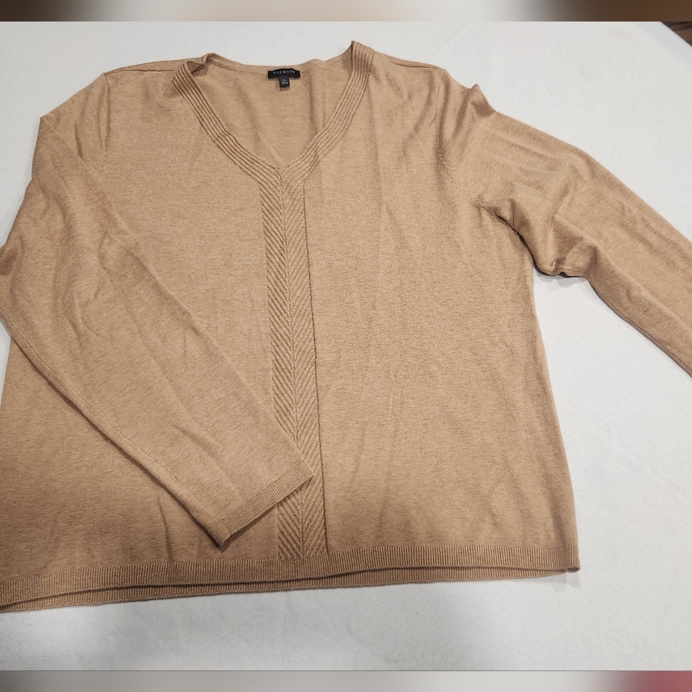 Talbots Women's V-Neck Sweater - Tan